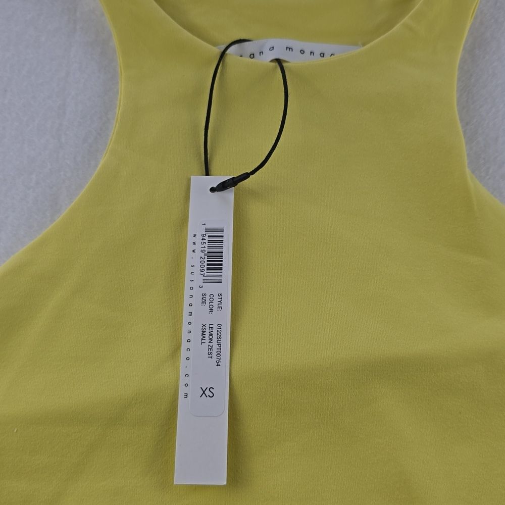Susana Monaco‎ -379 NWT Racerback Tank Top In Lemon Zest Yellow XS - Picture 5 of 7